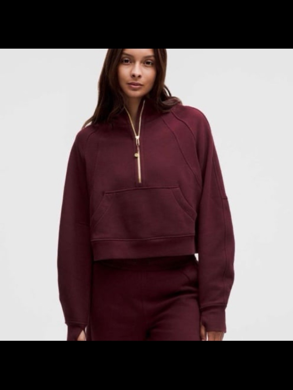 Lululemon Garnet Maroon Scuba Sweater Oversized Half-Zip Hoodie Size M/L